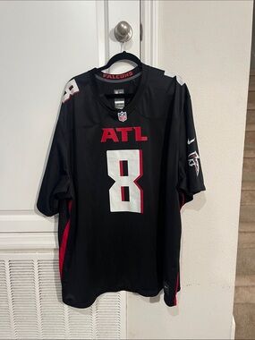 Nike Black ATL #8 Football Jersey with Red and White Accents
